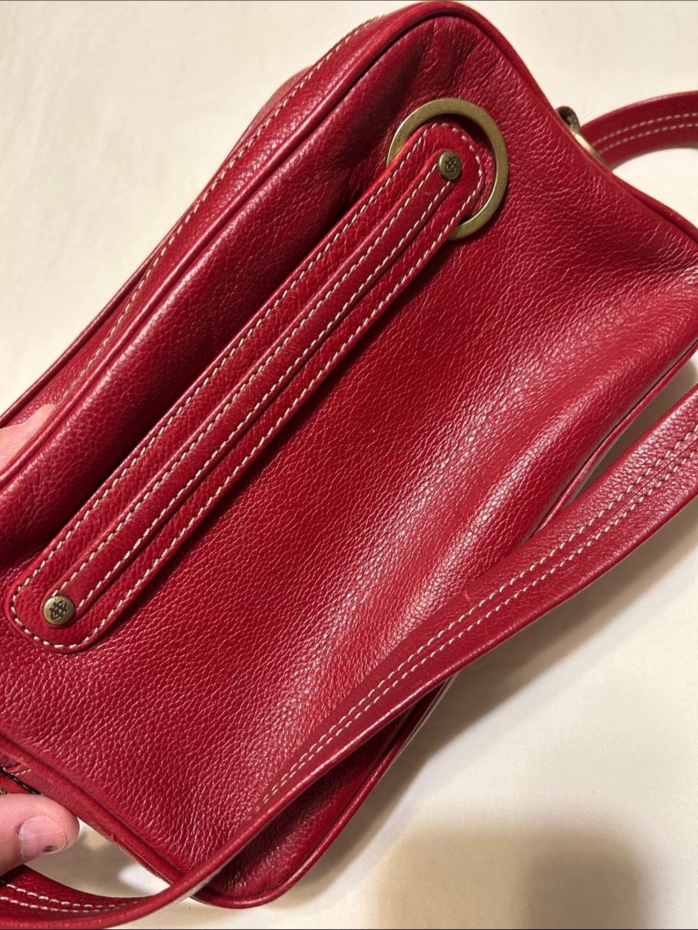 Cole Haan Red Leather Shoulder Bag with Gold Accents - Picture 2 of 11